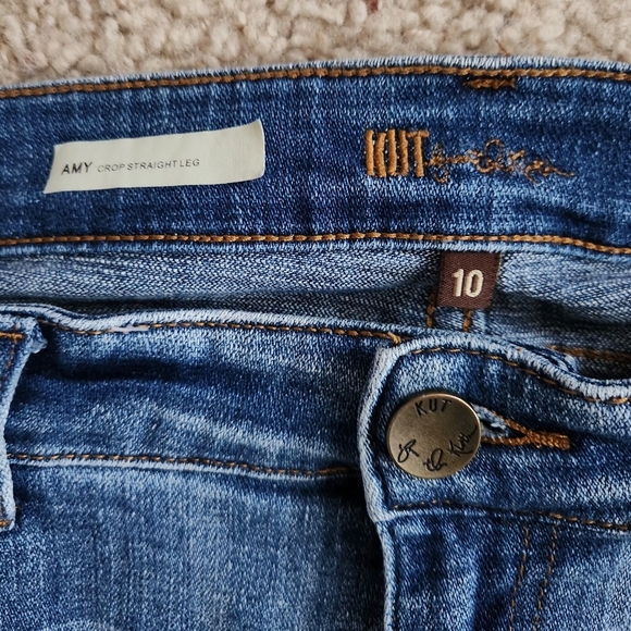 Kut From the Kloth Amy Crop Straight Leg Denim Medium Wash Mid Rise Jeans10 - Picture 3 of 7